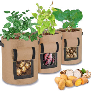 Wholesale Nursery Fabric Vegetable Grow Pots Felt Potato Planting Bag Container With Side Flap Visible Window