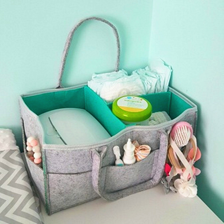 High Quality Baby Diaper Caddy Organizer Bag Portable Nursery Storage Bin Felt Basket