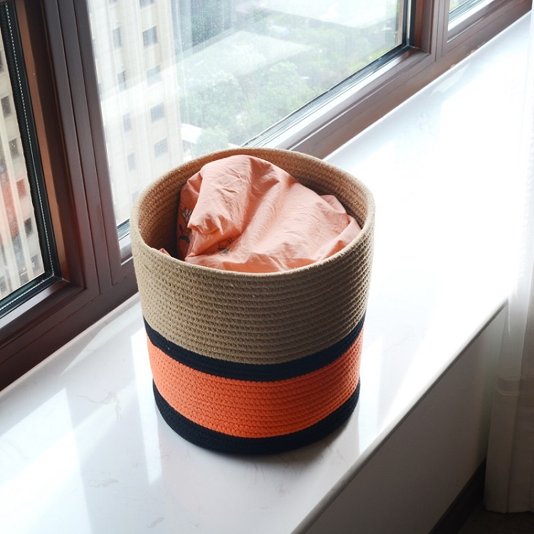 High Quality Home Decor Exra Large Collapsible Cotton Rope Storage Basket