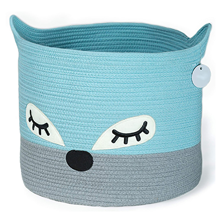 Top Quality Decorative Large Cute Fox Cotton Rope Laundry Basket