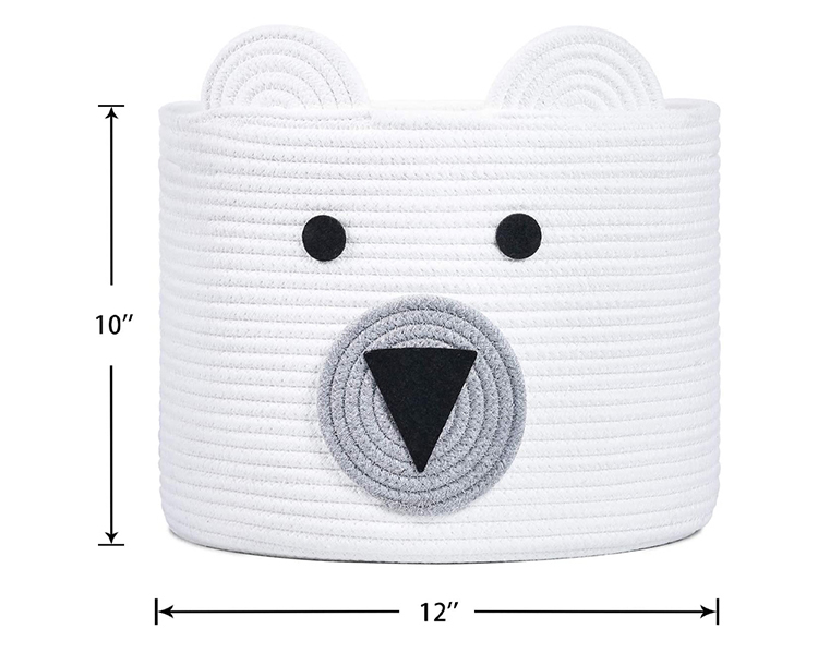 Cute Animal Laundry Hamper Foldable Cotton Rope Laundry Basket