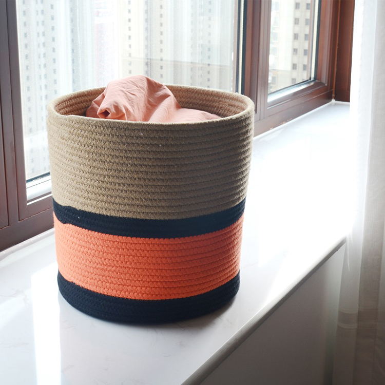 High Quality Home Decor Exra Large Collapsible Cotton Rope Storage Basket