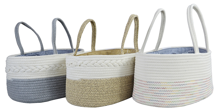 Wholesale Portable Removable Nursery Organizer Bin Cotton Rope Diaper Caddy Basket