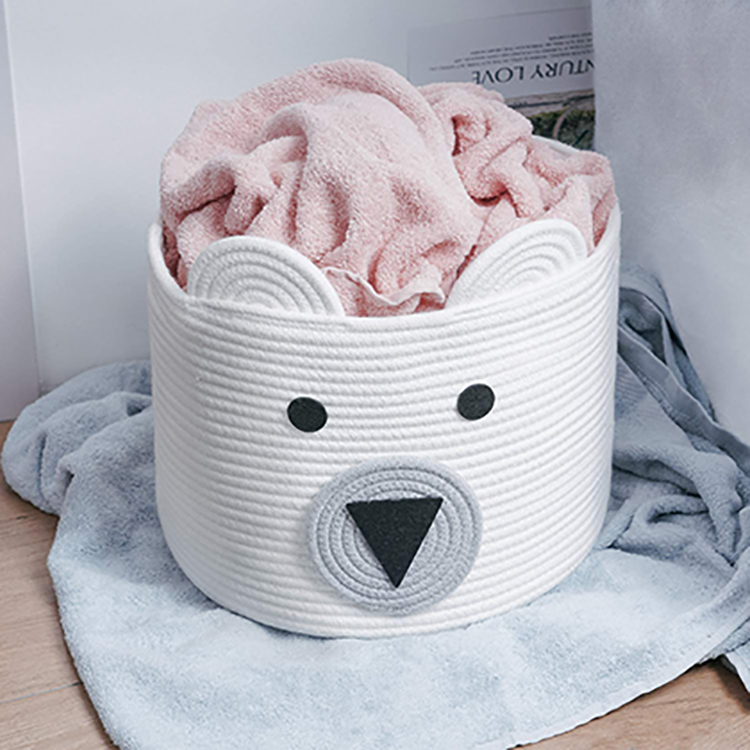 Cute Animal Laundry Hamper Foldable Cotton Rope Laundry Basket