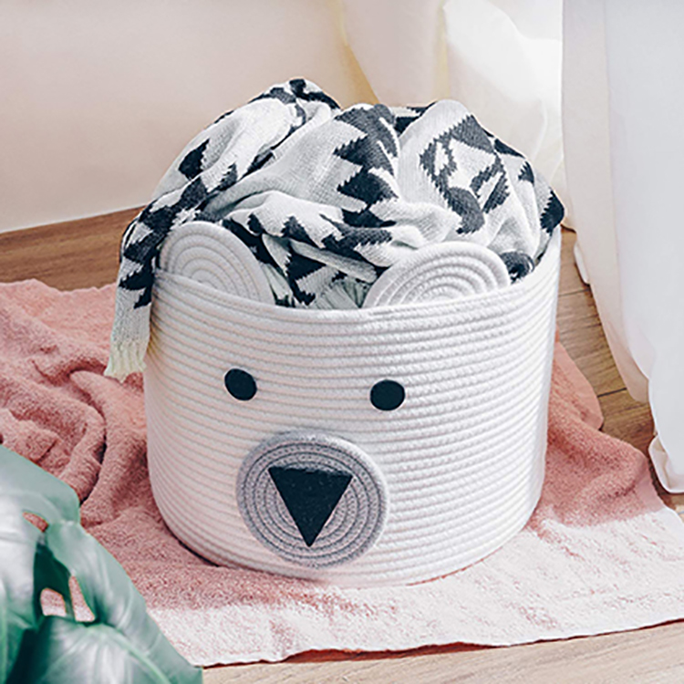 Cute Animal Laundry Hamper Foldable Cotton Rope Laundry Basket