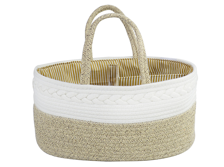 Wholesale Portable Removable Nursery Organizer Bin Cotton Rope Diaper Caddy Basket