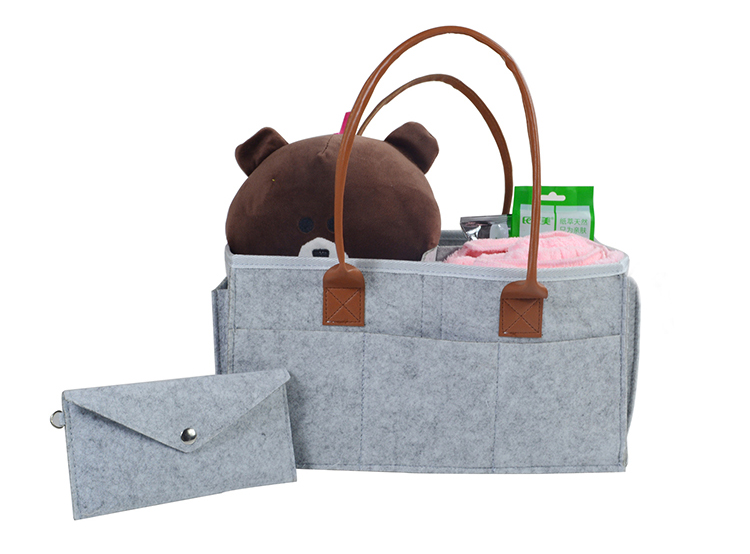 Multi-Pocket Portable Felt Baby Diaper Caddy Bag Nursery Storage Organizer