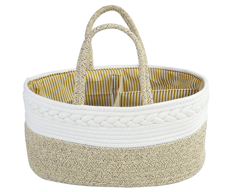 Wholesale Portable Removable Nursery Organizer Bin Cotton Rope Diaper Caddy Basket