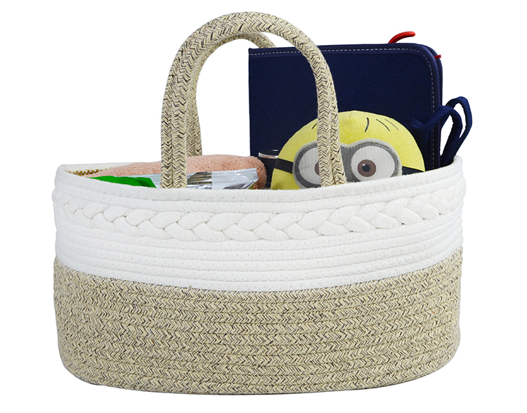 Wholesale Portable Removable Nursery Organizer Bin Cotton Rope Diaper Caddy Basket