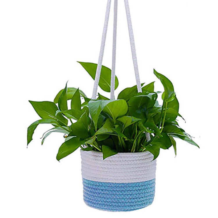 High Quality Indoor Set of 2 Cotton Rope Hanging Baskets