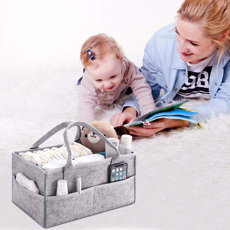 Factory Supply Foldable Sturdy Felt Diaper Caddy Infant Nursery Organized Bag