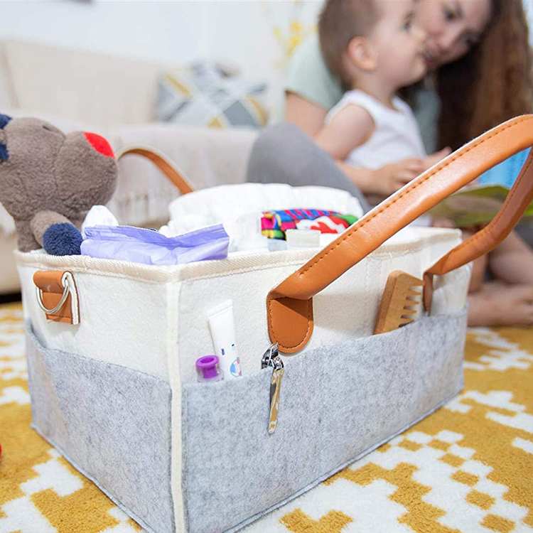 Felt Baby Diaper Caddy Organizer Portable Holder Bag