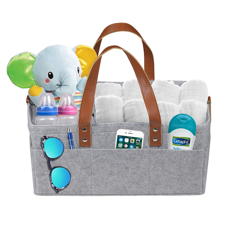 Factory Premium Foldable Felt Baby Gifts Caddy Diaper Holder Changing Basket