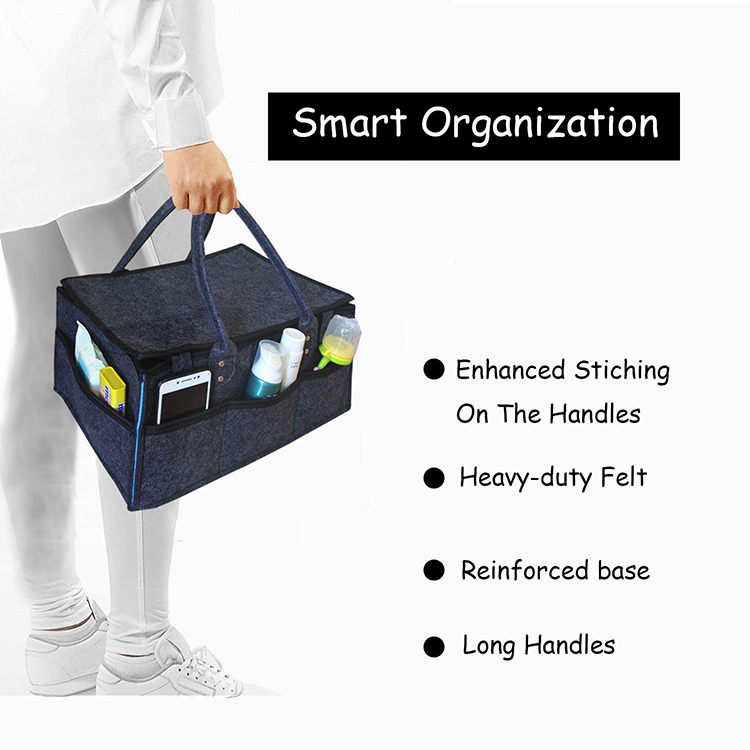 Wholesale Portable Felt Diaper Caddy Nursery Organizer