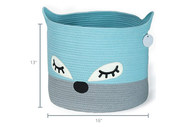 Top Quality Decorative Large Cute Fox Cotton Rope Laundry Basket