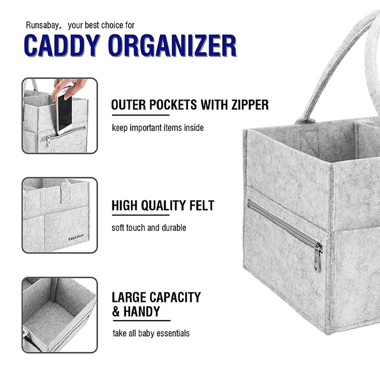 Premium Felt Baby Diaper Caddy Organizer