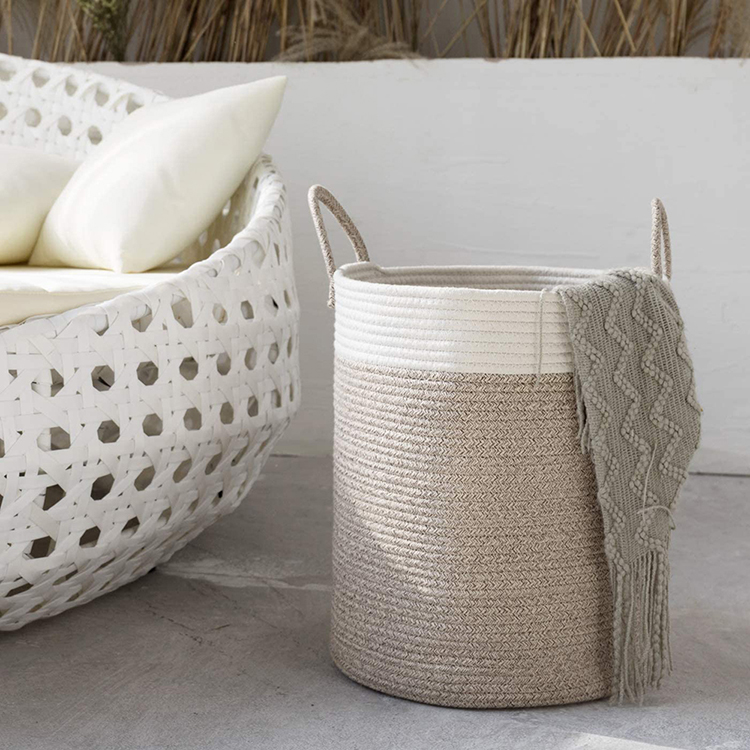 Large Woven Cotton Rope Laundry Blanket Storage Basket