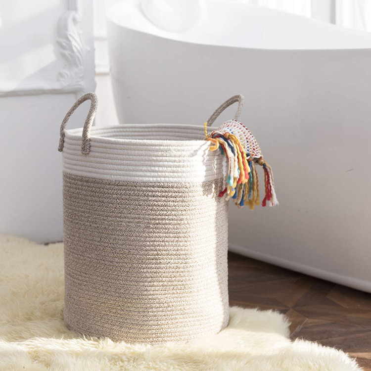 Large Woven Cotton Rope Laundry Blanket Storage Basket