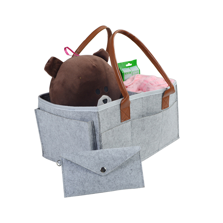 Multi-Pocket Portable Felt Baby Diaper Caddy Bag Nursery Storage Organizer