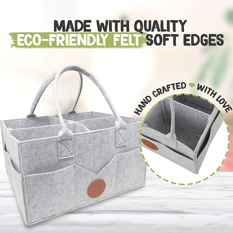 High Quality Diaper Caddy Organizer Basket Portable Felt Diaper Tote Bag