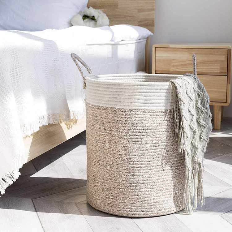 Large Woven Cotton Rope Laundry Blanket Storage Basket