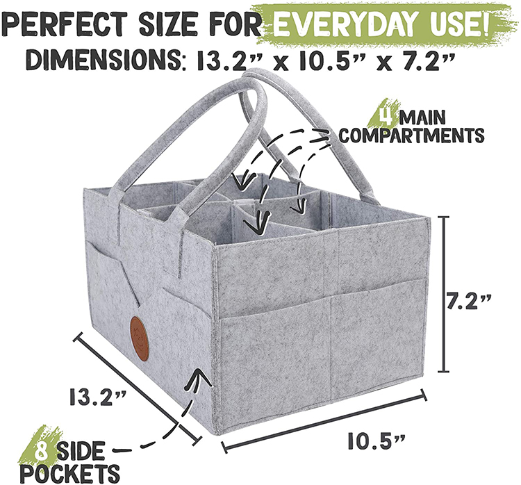 High Quality Diaper Caddy Organizer Basket Portable Felt Diaper Tote Bag