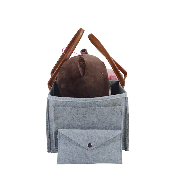 Multi-Pocket Portable Felt Baby Diaper Caddy Bag Nursery Storage Organizer