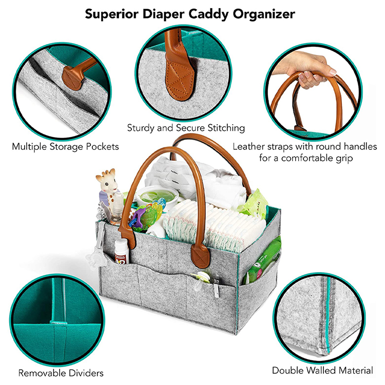 Premium Quality Large Portable Felt Baby Bag Organizer