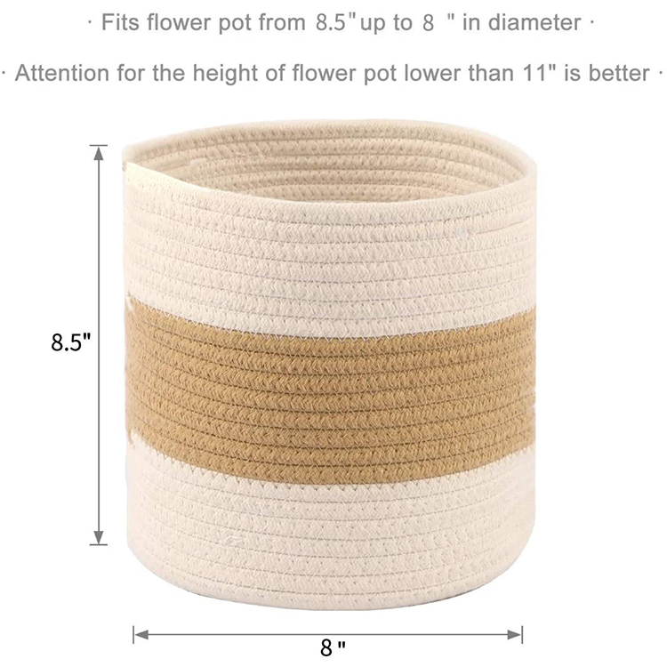 Organizer Woven Cotton Rope Plant Flower Baskets