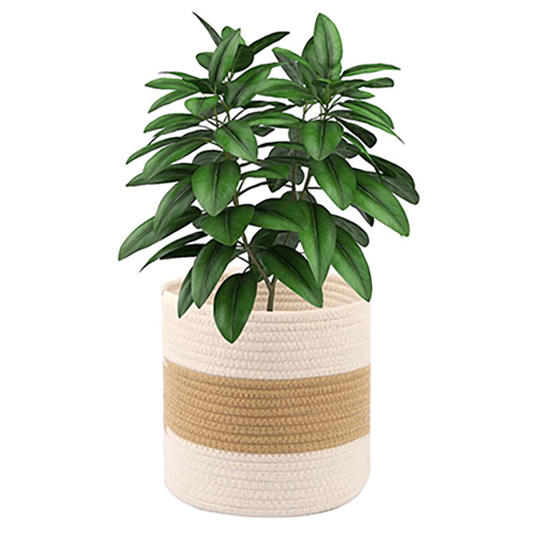 Organizer Woven Cotton Rope Plant Flower Baskets