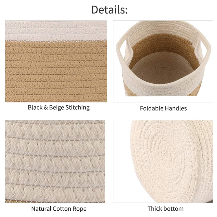 Organizer Woven Cotton Rope Plant Flower Baskets