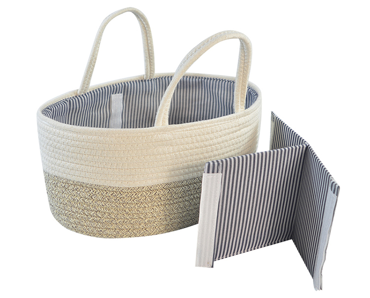 Cotton Rope Diaper Caddy Organizer Storage Basket For Nursery Portable Bag