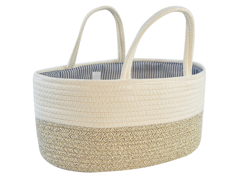 Cotton Rope Diaper Caddy Organizer Storage Basket For Nursery Portable Bag