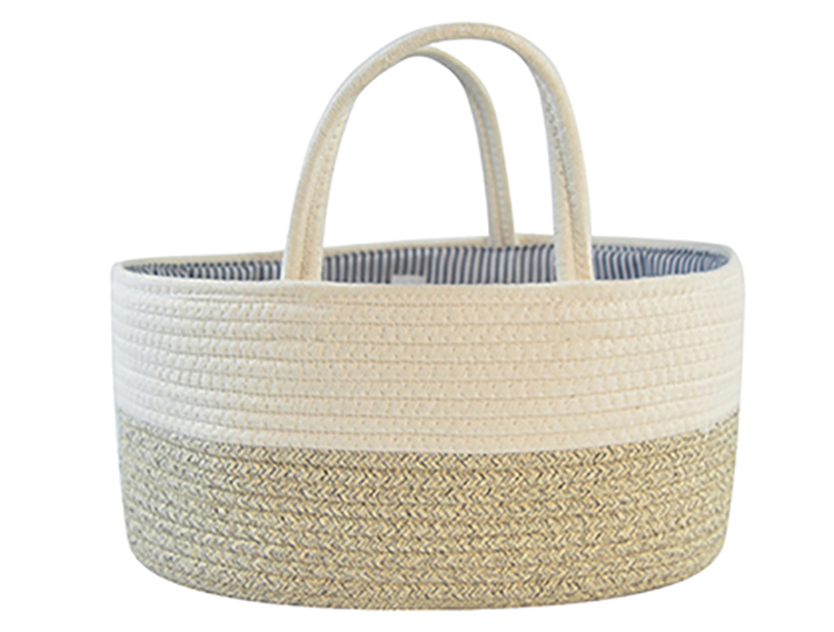 Cotton Rope Diaper Caddy Organizer Storage Basket For Nursery Portable Bag