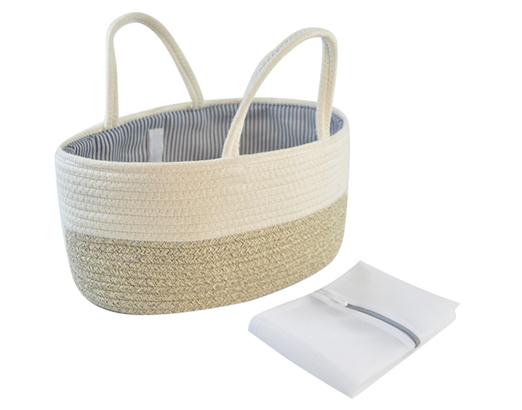 Cotton Rope Diaper Caddy Organizer Storage Basket For Nursery Portable Bag