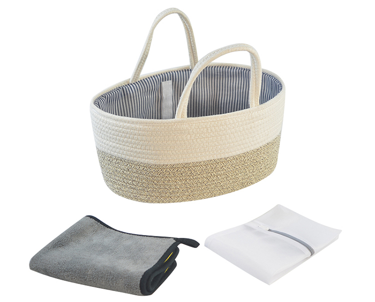 Cotton Rope Diaper Caddy Organizer Storage Basket For Nursery Portable Bag