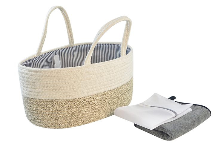 Cotton Rope Diaper Caddy Organizer Storage Basket For Nursery Portable Bag