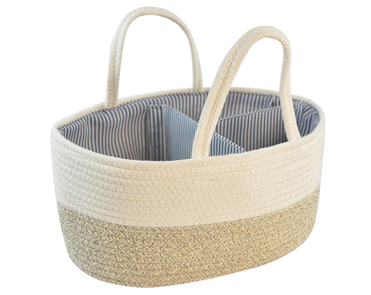 Cotton Rope Diaper Caddy Organizer Storage Basket For Nursery Portable Bag