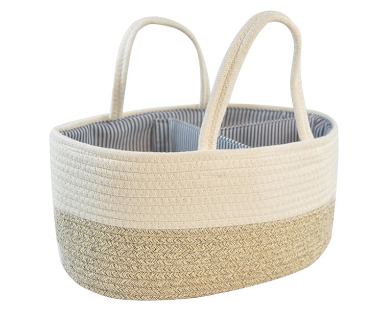 Cotton Rope Diaper Caddy Organizer Storage Basket For Nursery Portable Bag