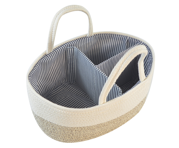 Cotton Rope Diaper Caddy Organizer Storage Basket For Nursery Portable Bag