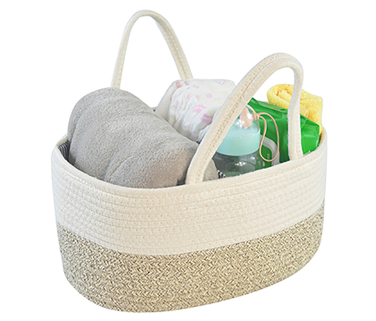 Cotton Rope Diaper Caddy Organizer Storage Basket For Nursery Portable Bag