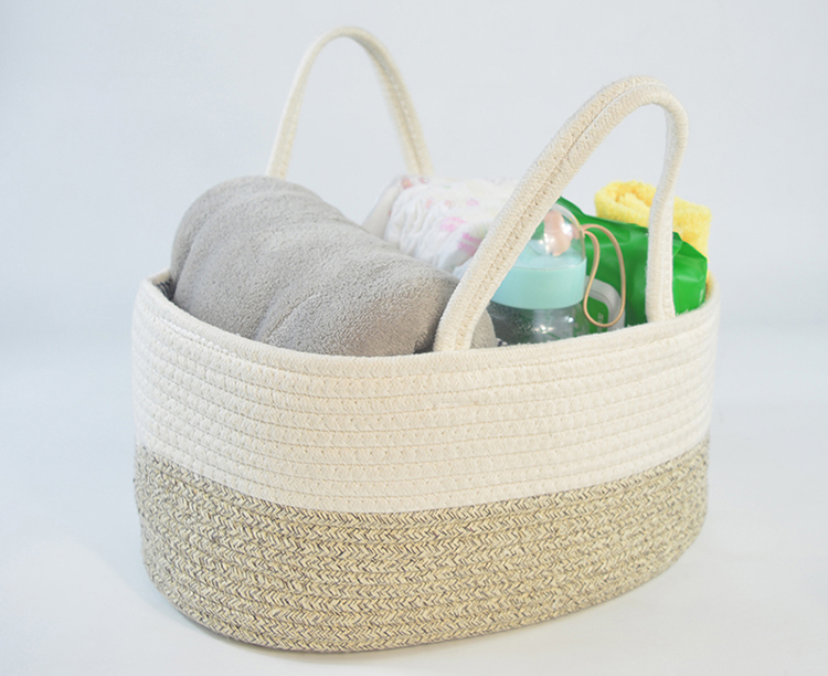 Cotton Rope Diaper Caddy Organizer Storage Basket For Nursery Portable Bag