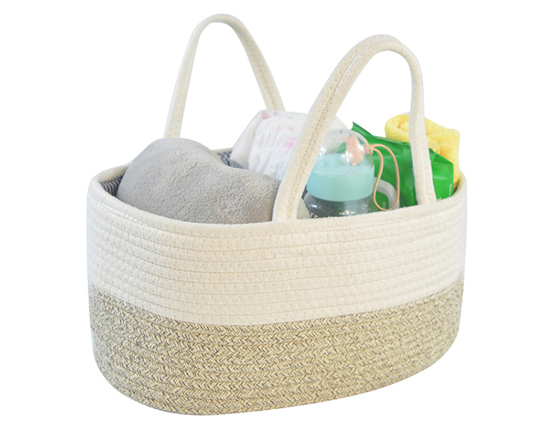 Cotton Rope Diaper Caddy Organizer Storage Basket For Nursery Portable Bag