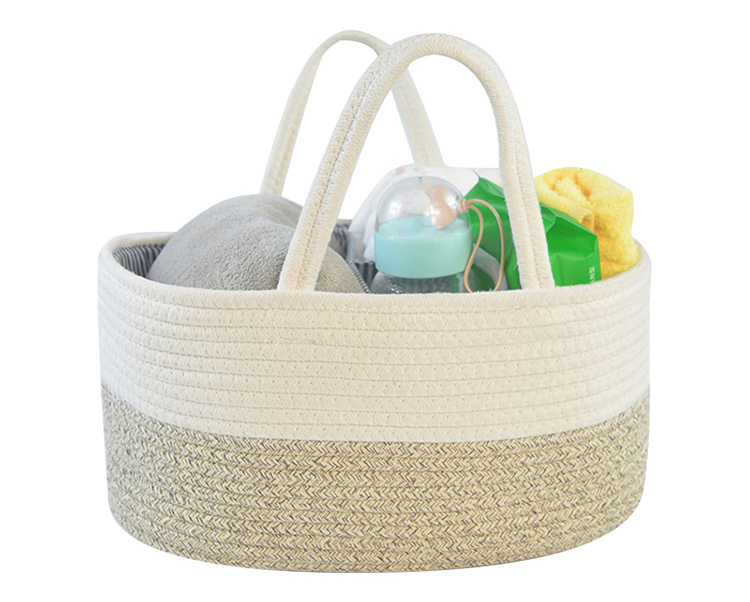 Cotton Rope Diaper Caddy Organizer Storage Basket For Nursery Portable Bag