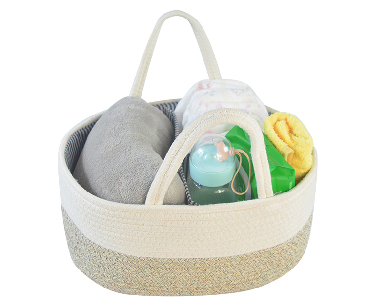 Cotton Rope Diaper Caddy Organizer Storage Basket For Nursery Portable Bag