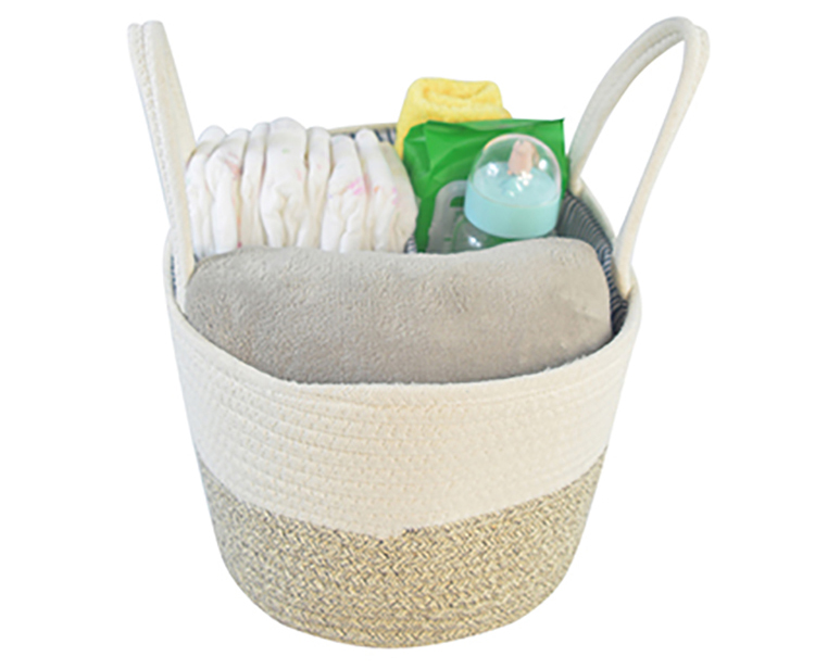 Cotton Rope Diaper Caddy Organizer Storage Basket For Nursery Portable Bag