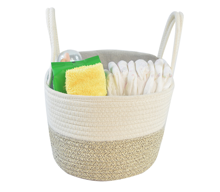 Cotton Rope Diaper Caddy Organizer Storage Basket For Nursery Portable Bag