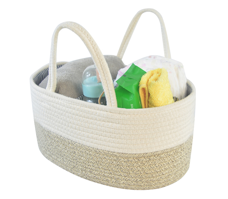 Cotton Rope Diaper Caddy Organizer Storage Basket For Nursery Portable Bag