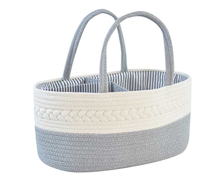 Handmade Large Woven Cotton Rope Baby Nursery Caddy Diaper Organizer Basket