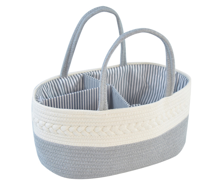 Handmade Large Woven Cotton Rope Baby Nursery Caddy Diaper Organizer Basket